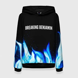 Толстовка-худи женская Breaking Benjamin blue fire, цвет: 3D-черный