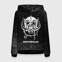 Толстовка-худи женская Motorhead с потертостями на темном фоне, цвет: 3D-черный