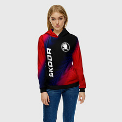 Толстовка-худи женская Skoda красный карбон, цвет: 3D-черный — фото 2