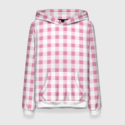 Толстовка-худи женская Барби-розовый: клетка, цвет: 3D-белый
