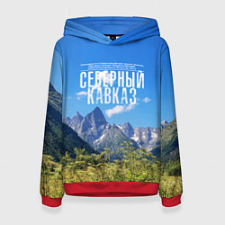 Толстовка-худи женская Фото гор, цвет: 3D-красный