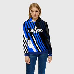 Толстовка-худи женская Кс го - синий вулкан, цвет: 3D-синий — фото 2