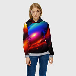 Толстовка-худи женская Неоновая галактика, цвет: 3D-меланж — фото 2