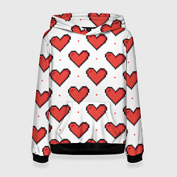 Толстовка-худи женская Pixel heart, цвет: 3D-черный