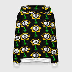 Толстовка-худи женская Undertale - flowey smile, цвет: 3D-белый