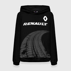 Толстовка-худи женская Renault speed на темном фоне со следами шин: симво, цвет: 3D-черный