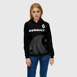 Толстовка-худи женская Renault speed на темном фоне со следами шин: симво, цвет: 3D-черный — фото 2
