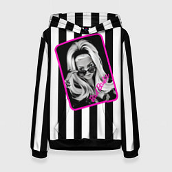 Толстовка-худи женская Барби и полосы, цвет: 3D-черный