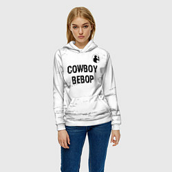 Толстовка-худи женская Cowboy Bebop glitch на светлом фоне: символ сверху, цвет: 3D-белый — фото 2