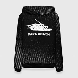 Толстовка-худи женская Papa Roach с потертостями на темном фоне, цвет: 3D-черный