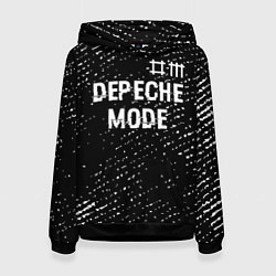 Толстовка-худи женская Depeche Mode glitch на темном фоне: символ сверху, цвет: 3D-черный