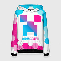 Женская толстовка Minecraft neon gradient style