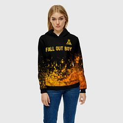 Толстовка-худи женская Fall Out Boy - gold gradient: символ сверху, цвет: 3D-черный — фото 2