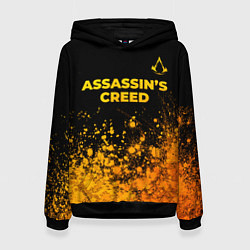Толстовка-худи женская Assassins Creed - gold gradient: символ сверху, цвет: 3D-черный