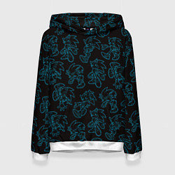 Толстовка-худи женская Соник паттерн, цвет: 3D-белый