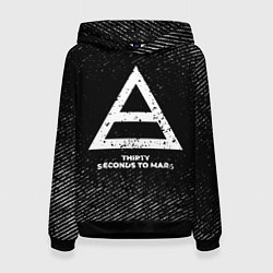 Толстовка-худи женская Thirty Seconds to Mars с потертостями на темном фо, цвет: 3D-черный