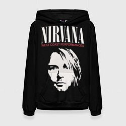 Толстовка-худи женская Nirvana - Kurt Cobain, цвет: 3D-черный