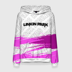 Толстовка-худи женская Linkin Park rock legends: символ сверху, цвет: 3D-белый