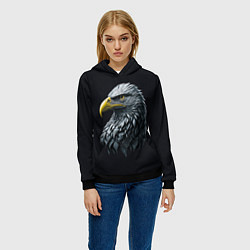 Толстовка-худи женская Орёл от нейросети, цвет: 3D-черный — фото 2