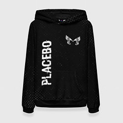 Толстовка-худи женская Placebo glitch на темном фоне: надпись, символ, цвет: 3D-черный