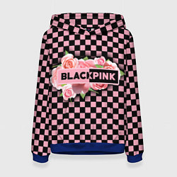 Толстовка-худи женская Blackpink logo roses, цвет: 3D-синий