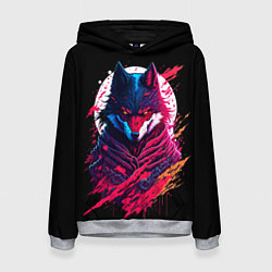 Толстовка-худи женская Волк от нейросети, цвет: 3D-меланж