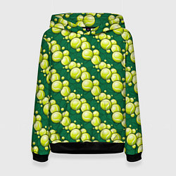 Толстовка-худи женская Большой теннис - мячики, цвет: 3D-черный