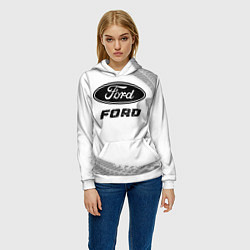 Толстовка-худи женская Ford speed на светлом фоне со следами шин, цвет: 3D-белый — фото 2