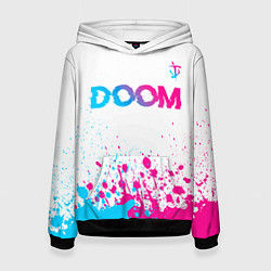 Женская толстовка Doom neon gradient style: символ сверху