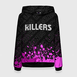 Толстовка-худи женская The Killers rock legends: символ сверху, цвет: 3D-черный
