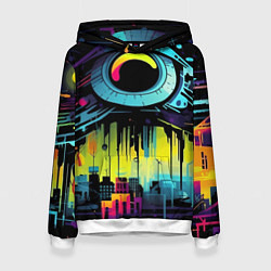 Толстовка-худи женская The eye of cyberpunk, цвет: 3D-белый