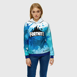 Толстовка-худи женская Fortnite Logo Paint, цвет: 3D-синий — фото 2