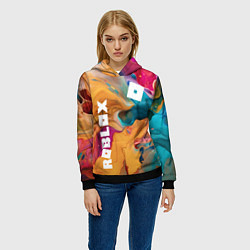 Толстовка-худи женская Roblox Logo Color, цвет: 3D-черный — фото 2