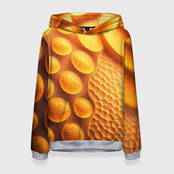 Толстовка-худи женская Оранжевые круглые плиты, цвет: 3D-меланж