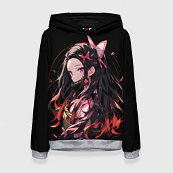 Толстовка-худи женская Незуко комадо из клинка, цвет: 3D-меланж