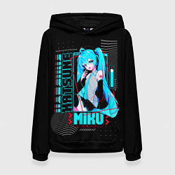 Толстовка-худи женская Девочка Хацуне Мику, цвет: 3D-черный