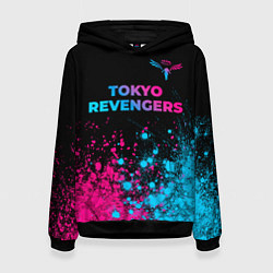Толстовка-худи женская Tokyo Revengers - neon gradient: символ сверху, цвет: 3D-черный