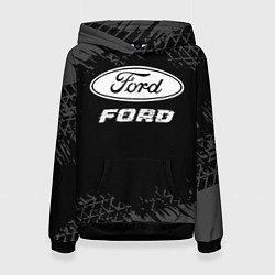 Женская толстовка Ford speed на темном фоне со следами шин