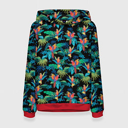Толстовка-худи женская Попугаи Макса Пэйна, цвет: 3D-красный