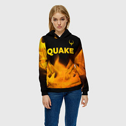 Толстовка-худи женская Quake - gold gradient: символ сверху, цвет: 3D-черный — фото 2