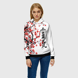 Толстовка-худи женская Цветущее дерево сакуры, цвет: 3D-черный — фото 2
