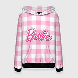 Женская толстовка Барби лого розовая клетка