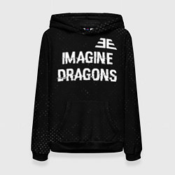Толстовка-худи женская Imagine Dragons glitch на темном фоне: символ свер, цвет: 3D-черный