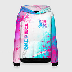 Женская толстовка One Piece neon gradient style: надпись, символ