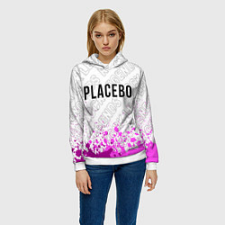 Толстовка-худи женская Placebo rock legends: символ сверху, цвет: 3D-белый — фото 2