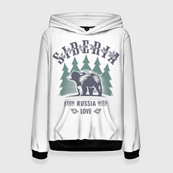Толстовка-худи женская Сибирь - из России с любовью, цвет: 3D-черный