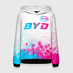 Женская толстовка BYD neon gradient style: символ сверху