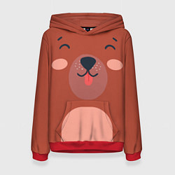 Толстовка-худи женская Малаш медвежонок, цвет: 3D-красный
