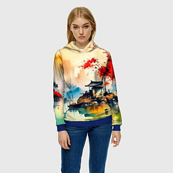 Толстовка-худи женская Краски природы, цвет: 3D-синий — фото 2