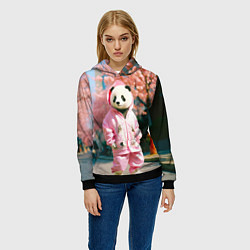 Толстовка-худи женская Милая панда в пуховике, цвет: 3D-черный — фото 2